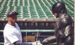 Robocop threw out the first pitch at the Tigers game